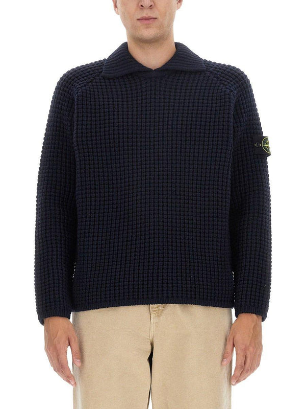 Stone Island Compass Patch Collared Jumper - Men - Piano Luigi