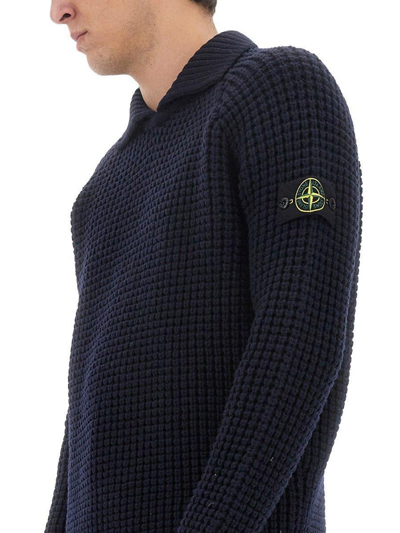 Stone Island Compass Patch Collared Jumper - Men - Piano Luigi