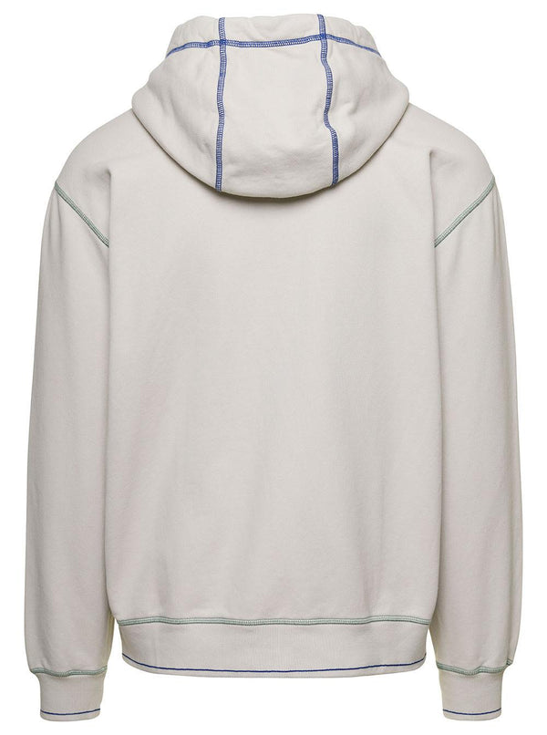 Stone Island Grey Hoodie With Contrasting Logo Embroidery In Cotton Man - Men - Piano Luigi