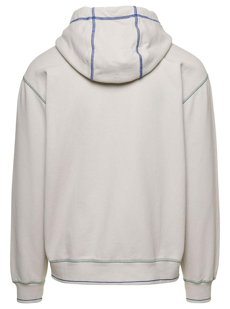 Stone Island Grey Hoodie With Contrasting Logo Embroidery In Cotton Man - Men - Piano Luigi