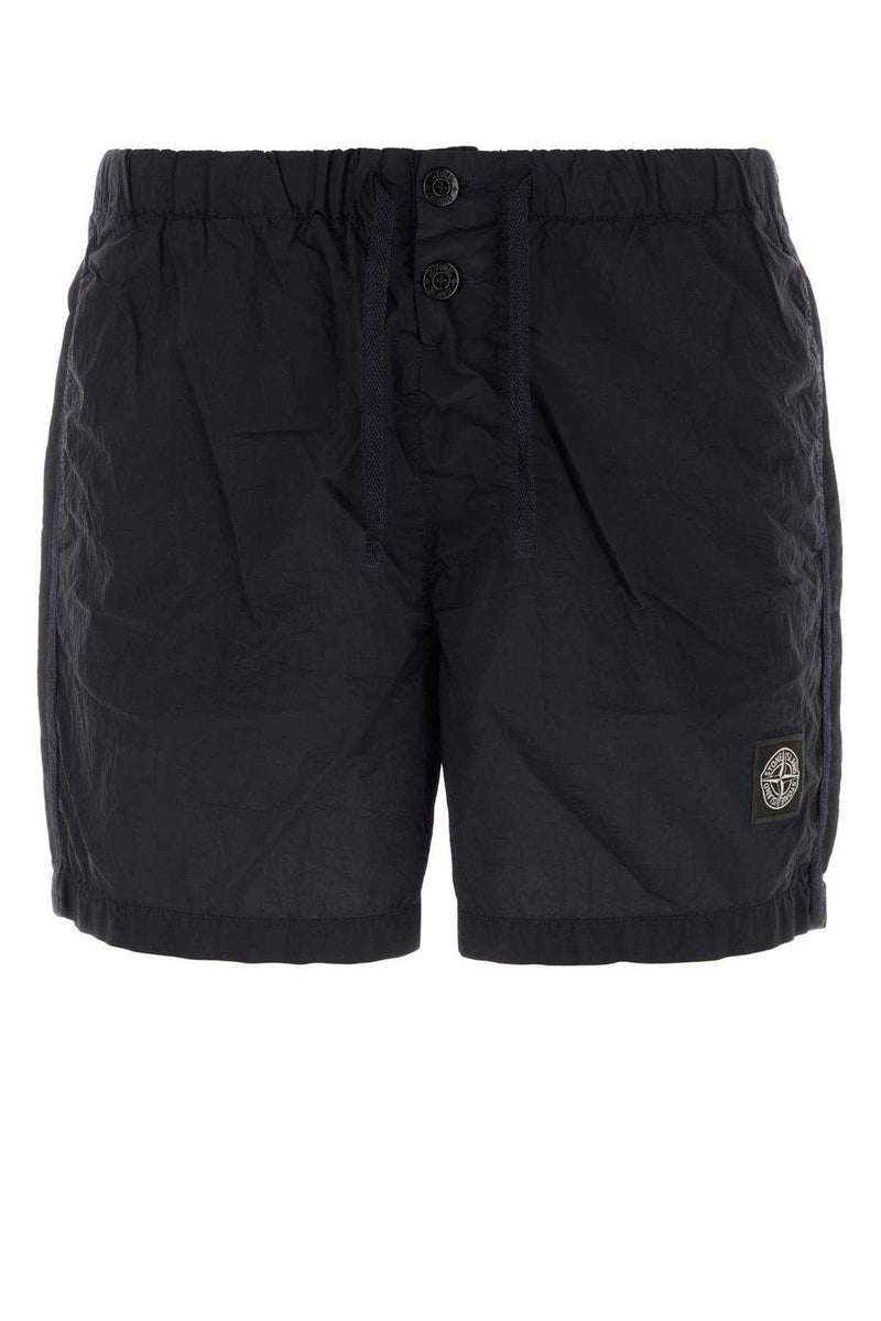 Stone Island Logo Patch Drawstring Swim Shorts - Men - Piano Luigi