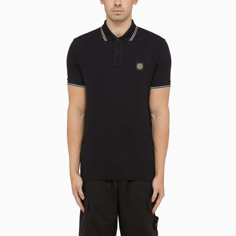 Stone Island Navy Short-sleeved Polo Shirt With Logo - Men - Piano Luigi