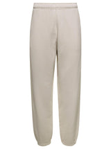 Stone Island White Jogger Pants With Contrasting Logo Embroidery In Cotton Woman - Men - Piano Luigi