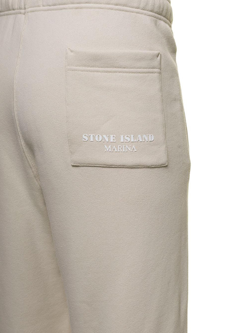 Stone Island White Jogger Pants With Contrasting Logo Embroidery In Cotton Woman - Men - Piano Luigi