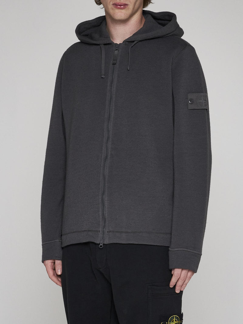 Stone Island Wool And Cotton Blend Zip-up Hoodie - Men - Piano Luigi