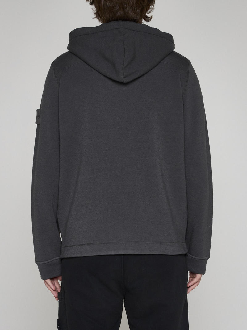 Stone Island Wool And Cotton Blend Zip-up Hoodie - Men - Piano Luigi