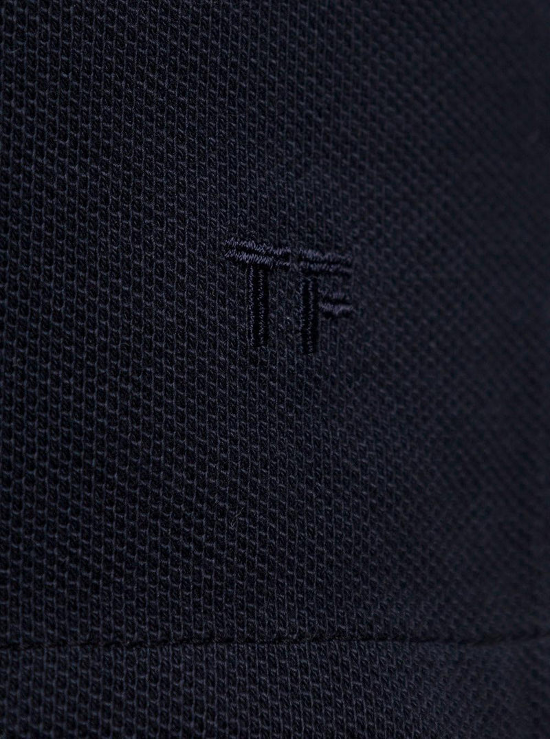 Tom Ford Blue Polo T-shirt With Embroidered Tone On Tone Logo In Cotton Man - Men - Piano Luigi