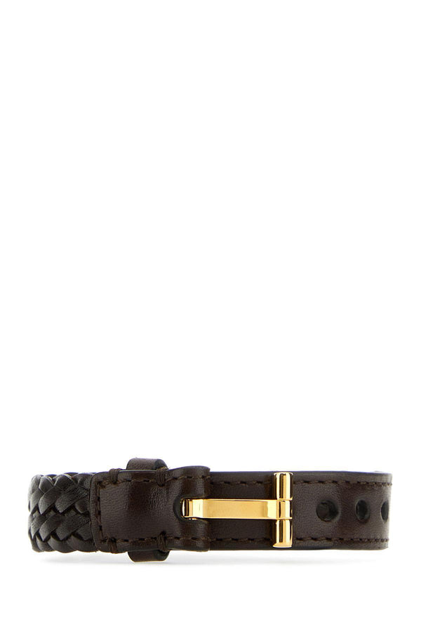 Tom Ford Dark Brown Leather Bracelet - Men - Piano Luigi