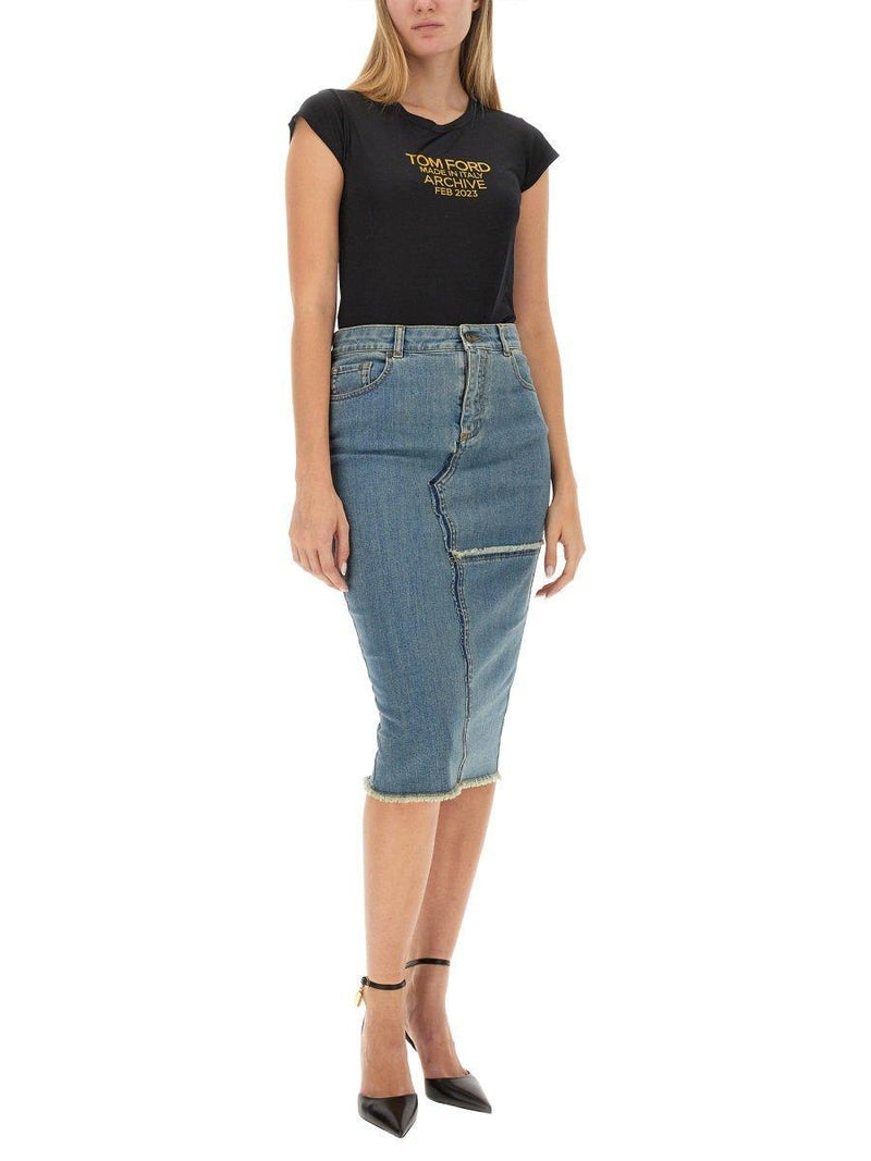 Tom Ford Denim Midi Skirt - Women - Piano Luigi