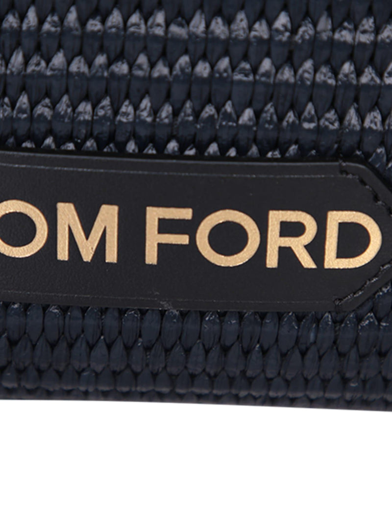 Tom Ford Leather And Raffia Mini Black Bag - Women - Piano Luigi