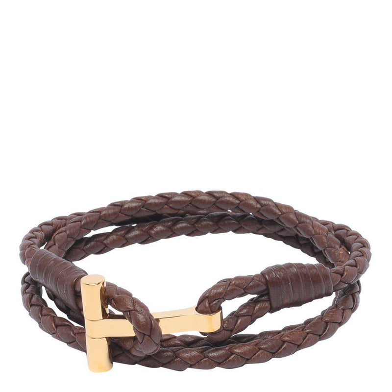 Tom Ford Logo Plaque Braided Bracelet - Men - Piano Luigi