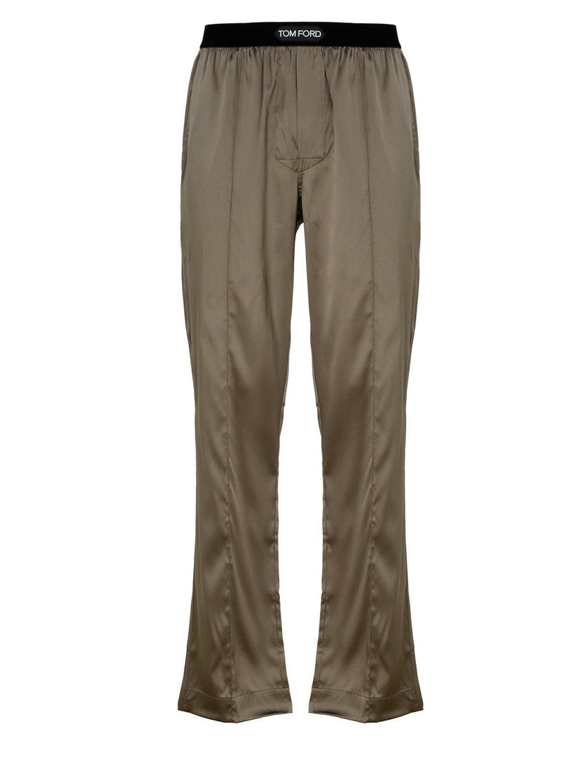 Tom Ford Logo Waist Satin Pajama Trousers - Men - Piano Luigi