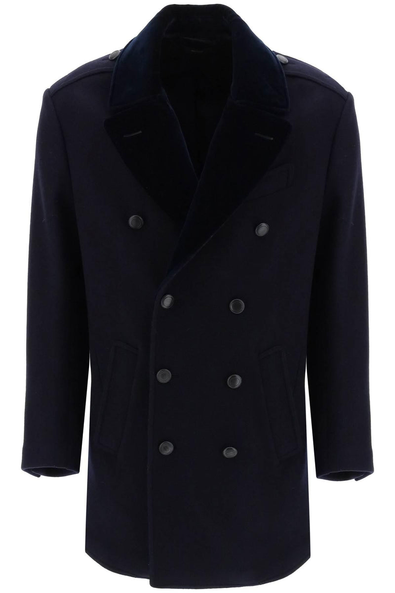 Tom Ford Midi Peacoat With Velvet Lapel - Men - Piano Luigi