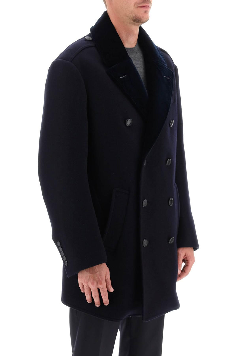 Tom Ford Midi Peacoat With Velvet Lapel - Men - Piano Luigi