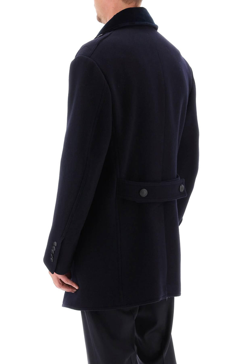 Tom Ford Midi Peacoat With Velvet Lapel - Men - Piano Luigi