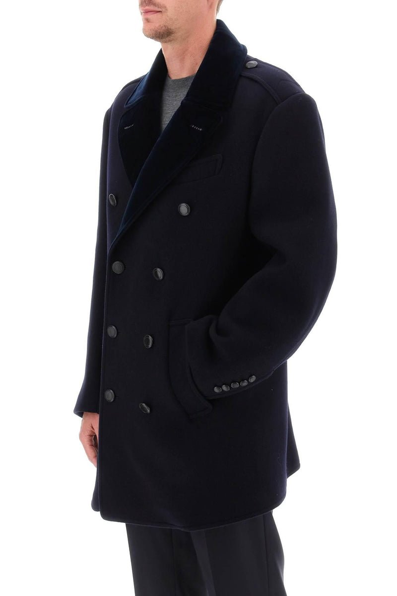 Tom Ford Midi Peacoat With Velvet Lapel - Men - Piano Luigi