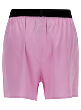 Tom Ford Pink Satin Shorts With Logo On Waistband In Stretch Silk Woman - Women - Piano Luigi