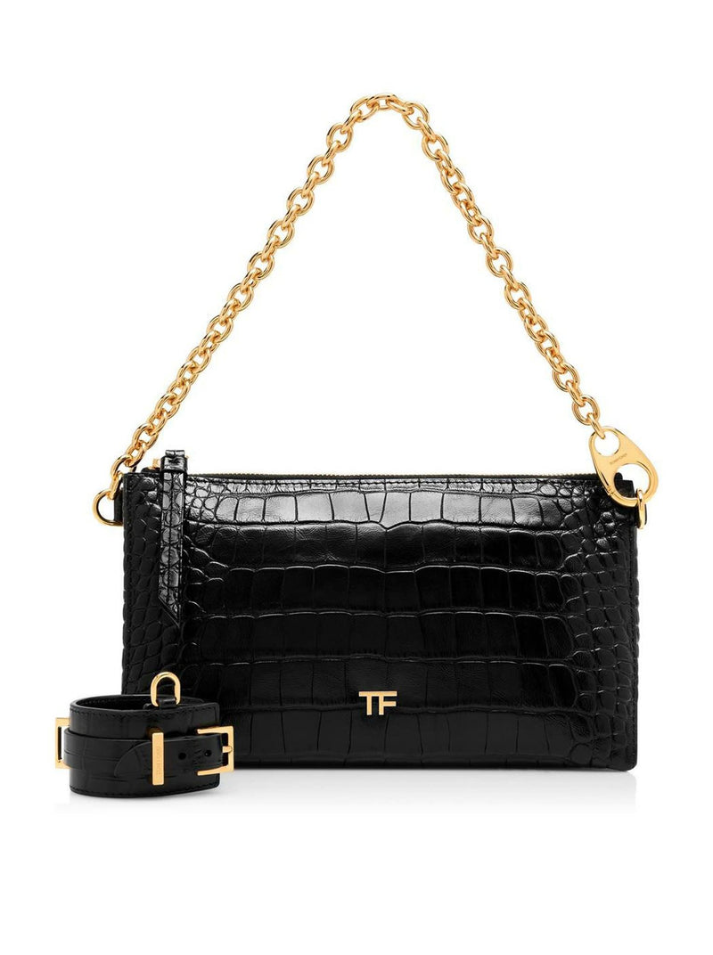 Tom Ford Shiny Soft Stamped Croc Clutch - Women - Piano Luigi