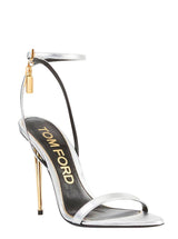 Tom Ford Silver Sandals With Metal Heel And Padlock In Leather Woman - Women - Piano Luigi