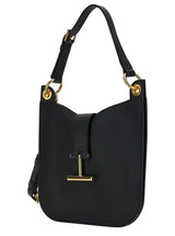 Tom Ford tara Black Handbag With T Signature Detail In Grainy Leather Woman - Women - Piano Luigi