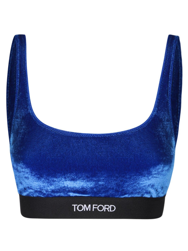 Tom Ford Velvet Bra Top Blue - Women - Piano Luigi