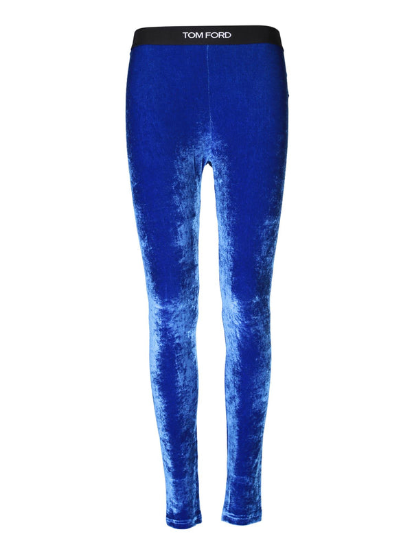 Tom Ford Velvet Leggins Blue - Women - Piano Luigi