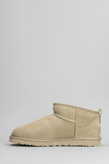 UGG Classic Ultra Mini Low Heels Ankle Boots In Beige Suede - Men - Piano Luigi