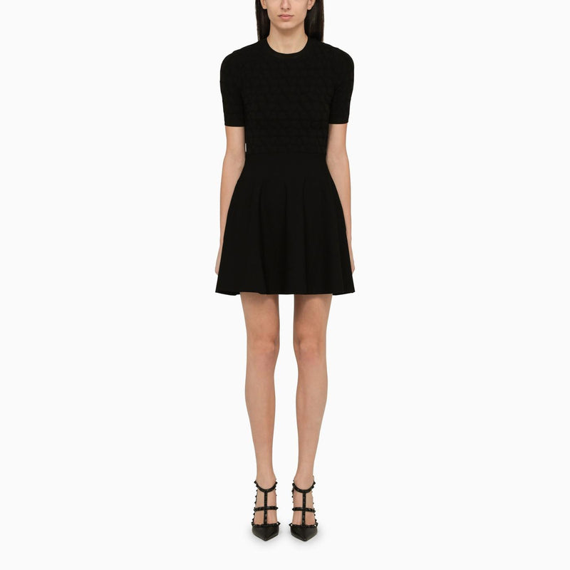 Valentino Black Short Dress With Toile Iconographe Motif - Women - Piano Luigi