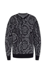 Versace Barocco-intarsia Crewneck Jumper - Men - Piano Luigi