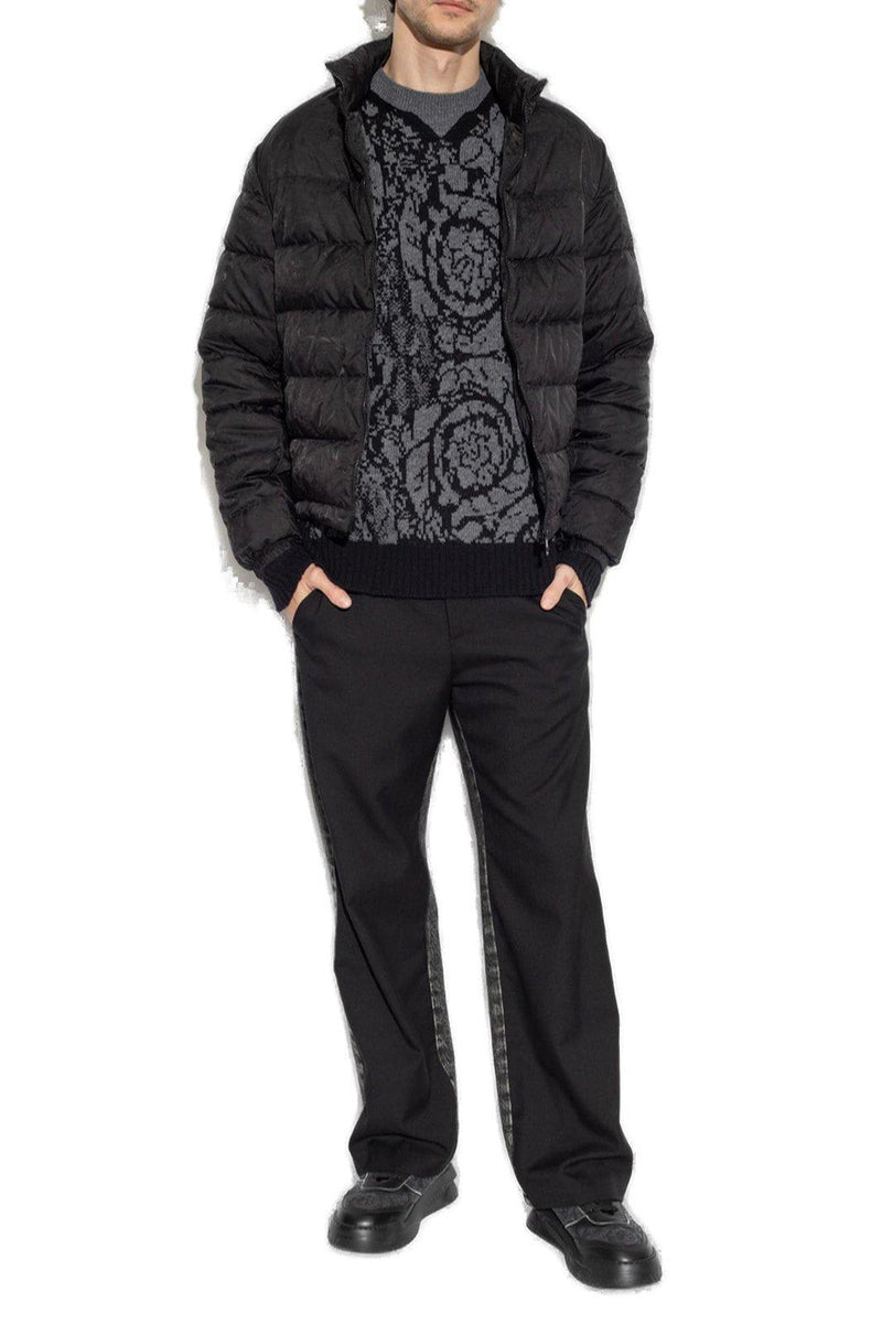 Versace Barocco-intarsia Crewneck Jumper - Men - Piano Luigi