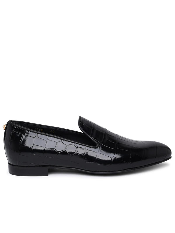 Versace Black Calf Leather Loafers - Men - Piano Luigi