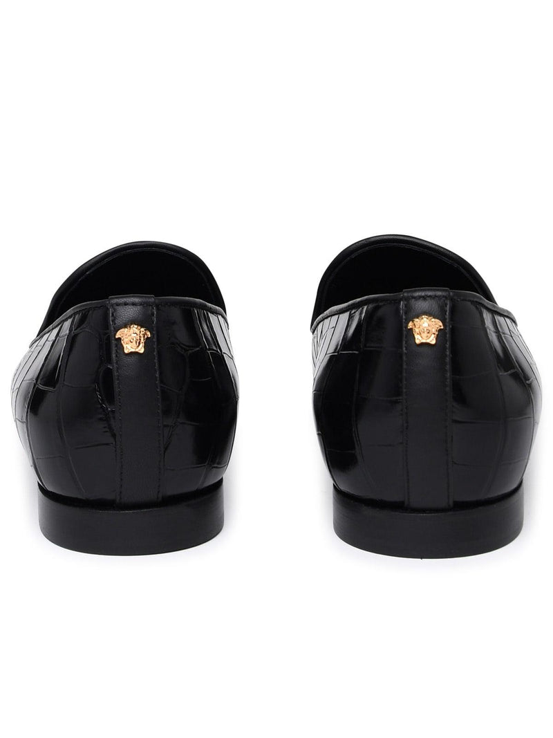 Versace Black Calf Leather Loafers - Men - Piano Luigi