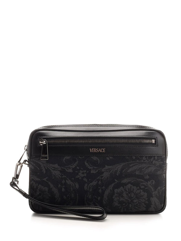 Versace Canvas And Leather Pouch - Men - Piano Luigi