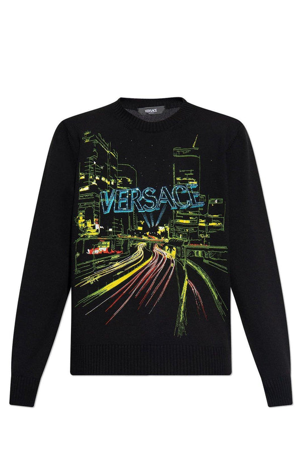 Versace City Lights Embroidered Crewneck Jumper - Men - Piano Luigi