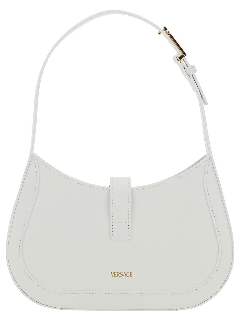 Versace greca Goddess Small White Hobo Bag With Logo Detail In Leather Woman - Women - Piano Luigi
