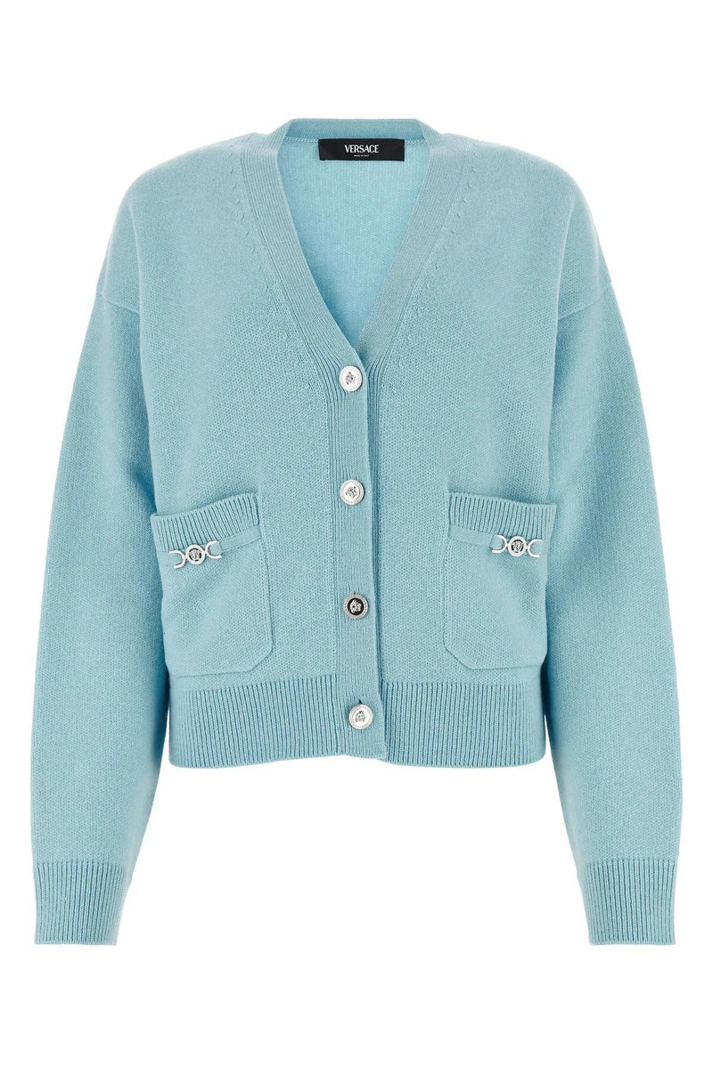 Versace Light Blue Cashmere Cardigan - Women - Piano Luigi