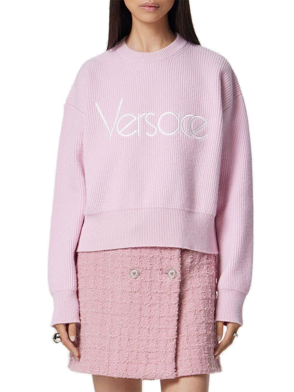 Versace Logo Embroidered Knitted Jumper - Women - Piano Luigi