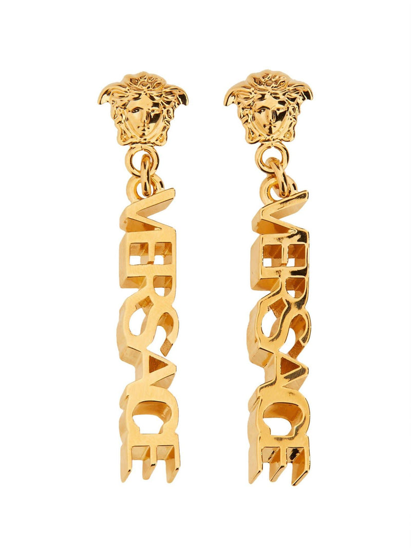 Versace Logoed Drop Earrings - Women - Piano Luigi