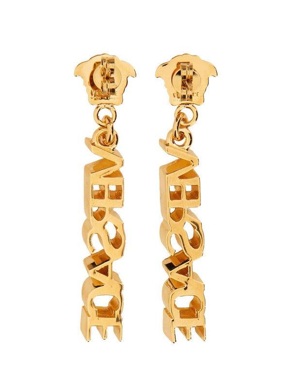 Versace Logoed Drop Earrings - Women - Piano Luigi