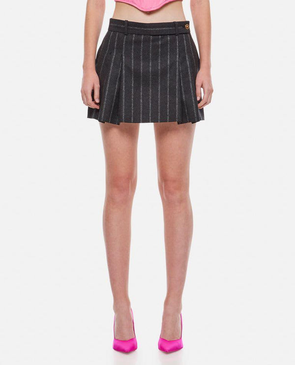 Versace Pleated Striped Miniskirt - Women - Piano Luigi