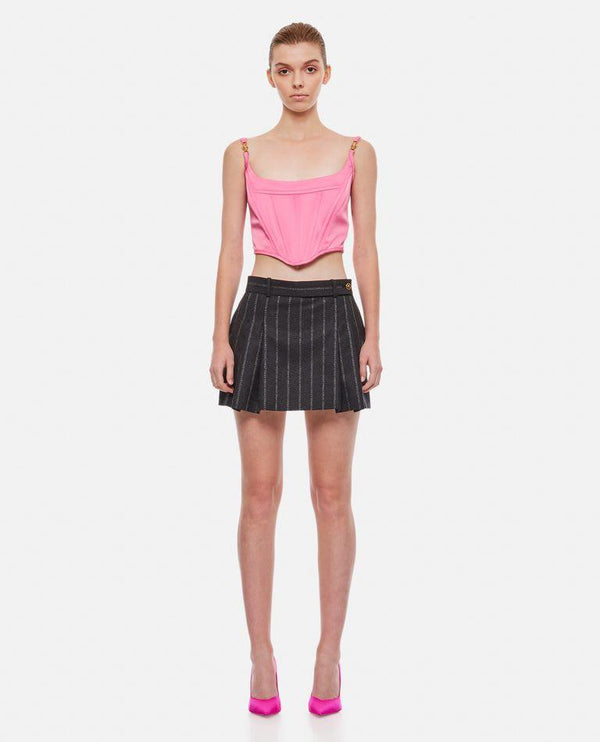 Versace Pleated Striped Miniskirt - Women - Piano Luigi