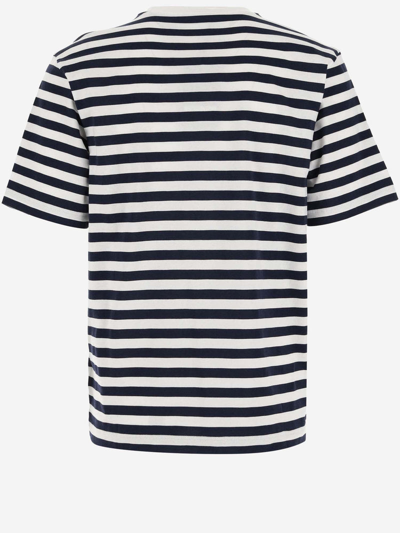 Versace Striped Cotton T-shirt With Logo - Men - Piano Luigi