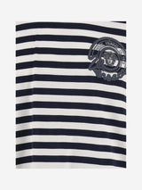 Versace Striped Cotton T-shirt With Logo - Men - Piano Luigi