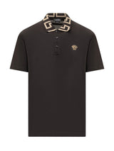 Versace With Greca Jacquard Polo Shirt - Men - Piano Luigi