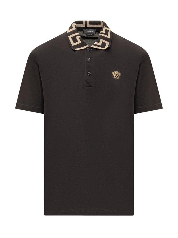 Versace With Greca Jacquard Polo Shirt - Men - Piano Luigi