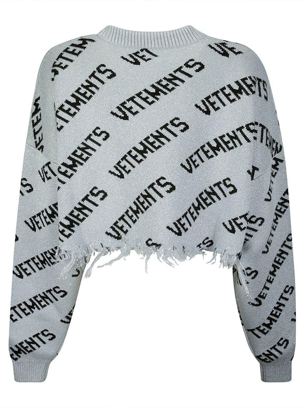 VETEMENTS All-over Logo Printed Cropped Sweater - Women - Piano Luigi