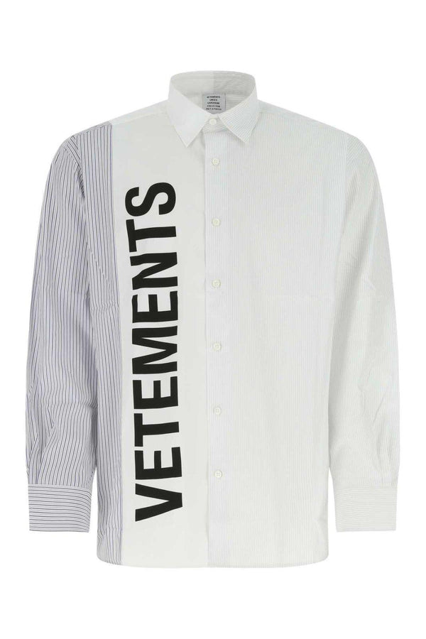 VETEMENTS Logo Printed Striped Long-sleeved Shirt - Men - Piano Luigi