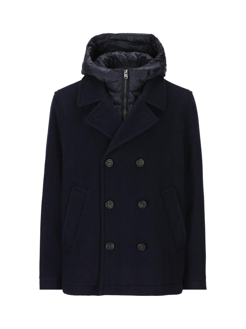 Woolrich Double Breasted Hooded Coat - Men - Piano Luigi