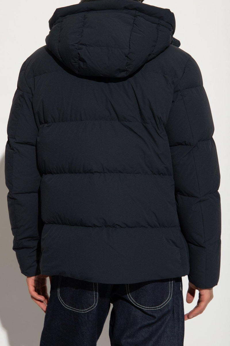 Woolrich Logo Patch Hooded Down Jacket - Men - Piano Luigi