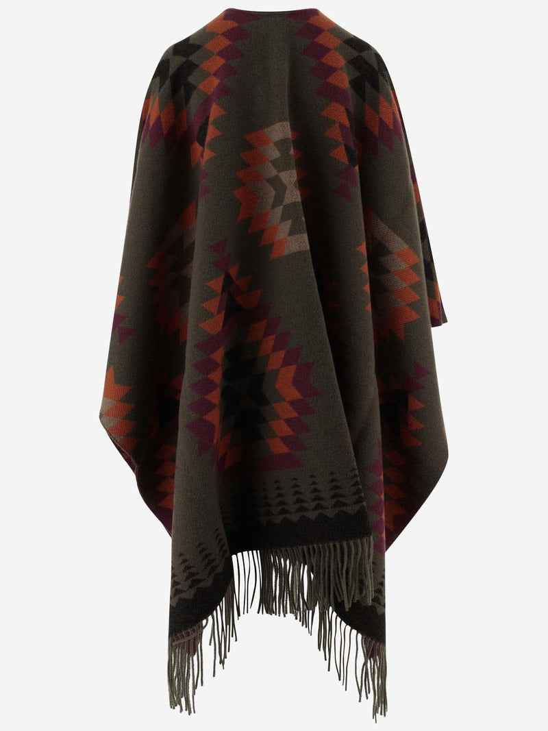 Woolrich Wool Blend Cape With Geometric Pattern - Women - Piano Luigi